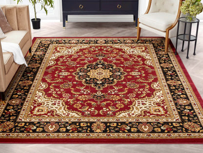 Medallion Kashan Red Traditional Rug