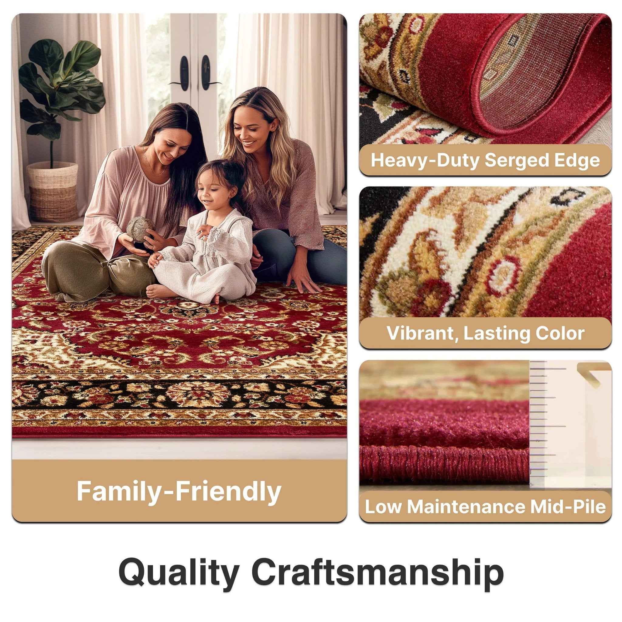 Medallion Kashan Red Traditional Rug Well Woven