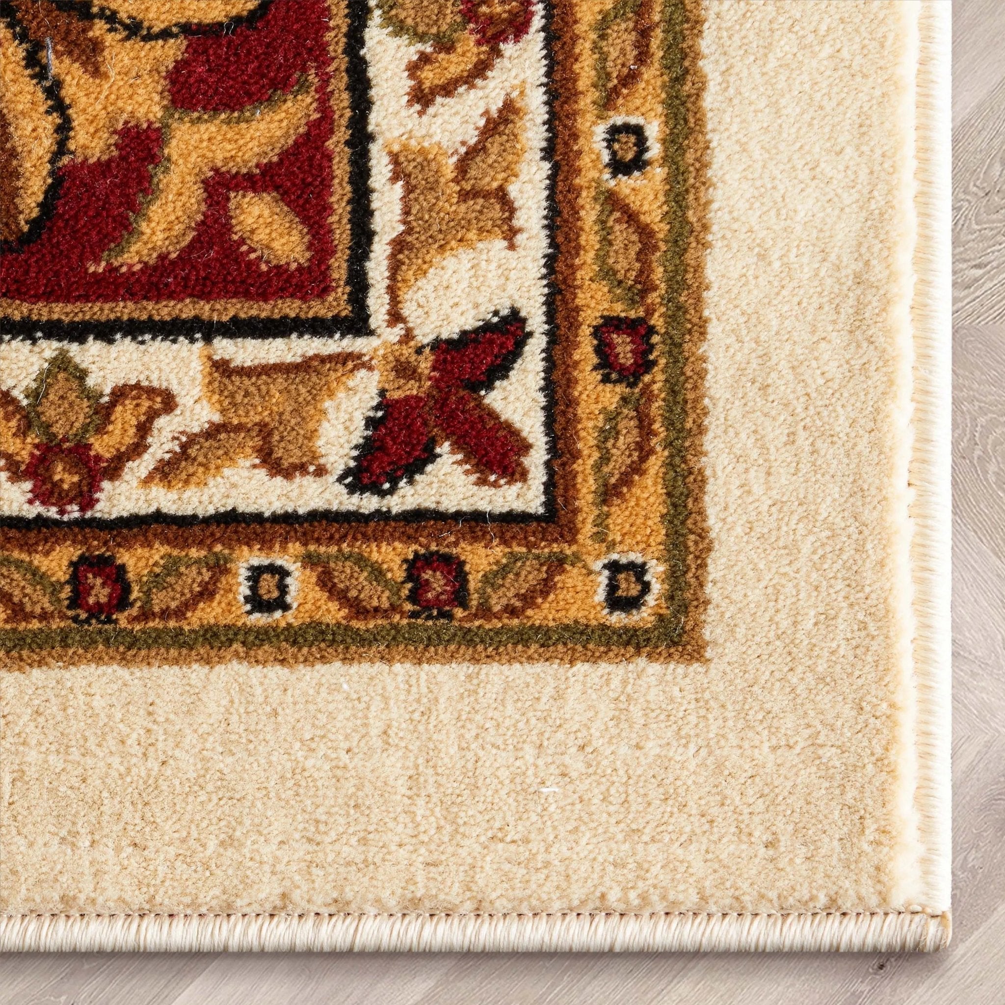 Medallion Kashan Ivory Traditional Rug Well Woven