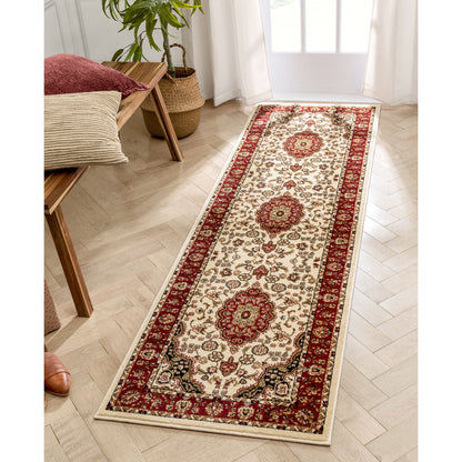 Medallion Kashan Ivory Traditional Rug