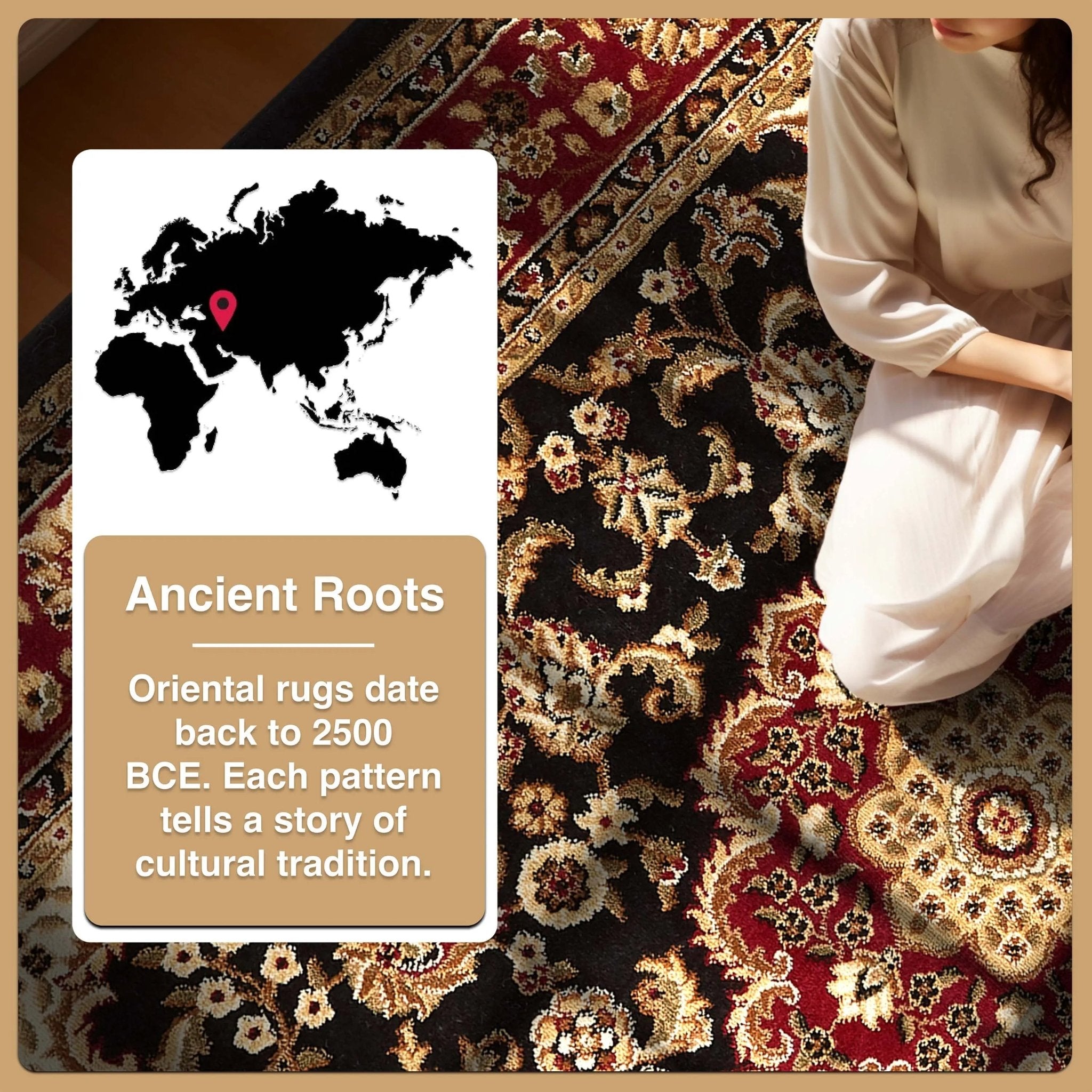 Medallion Kashan Black Traditional Rug Well Woven