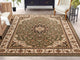 Medallion Kashan Green Traditional Rug