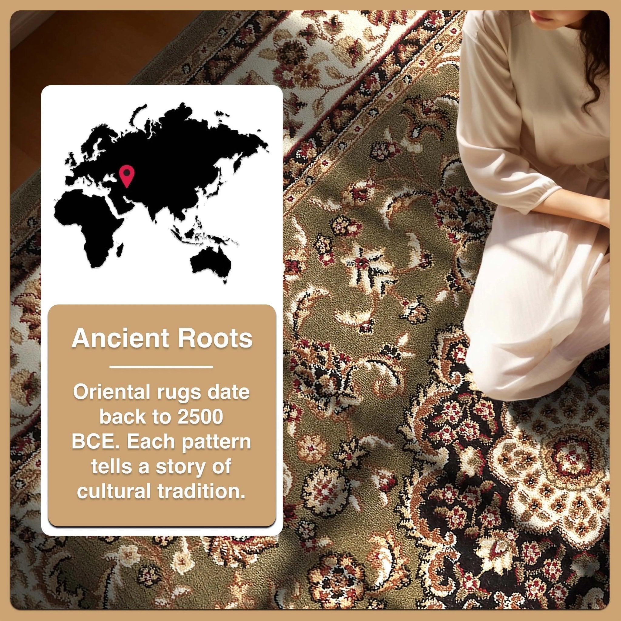 Medallion Kashan Green Traditional Rug Well Woven