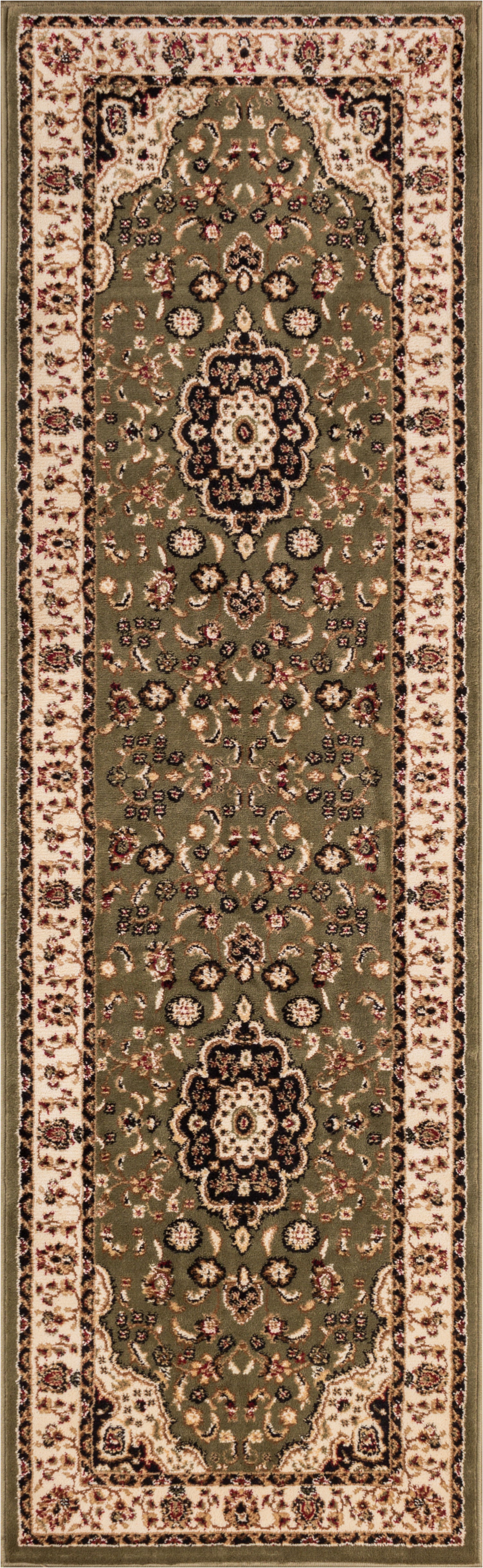 Medallion Kashan Green Traditional Rug