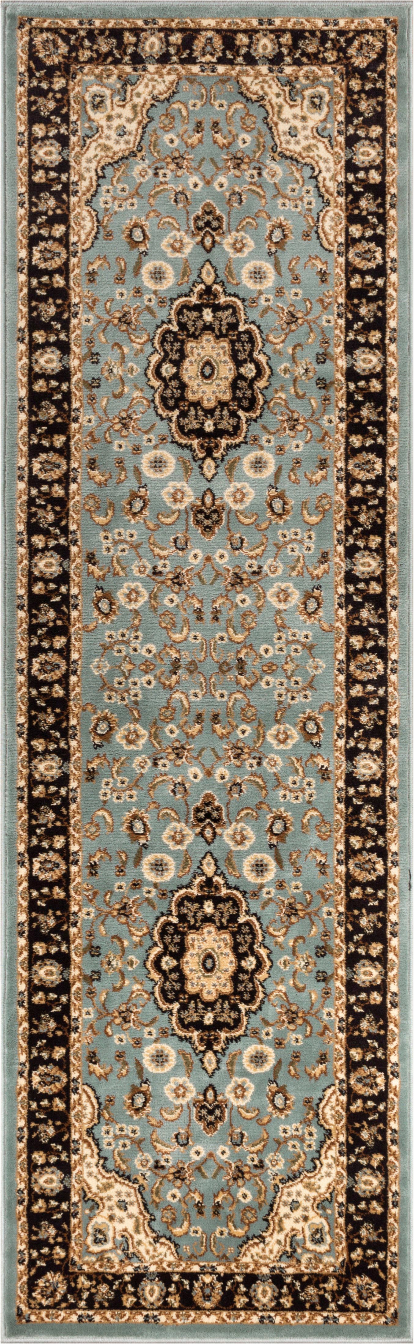 Medallion Kashan Light Blue Traditional Rug