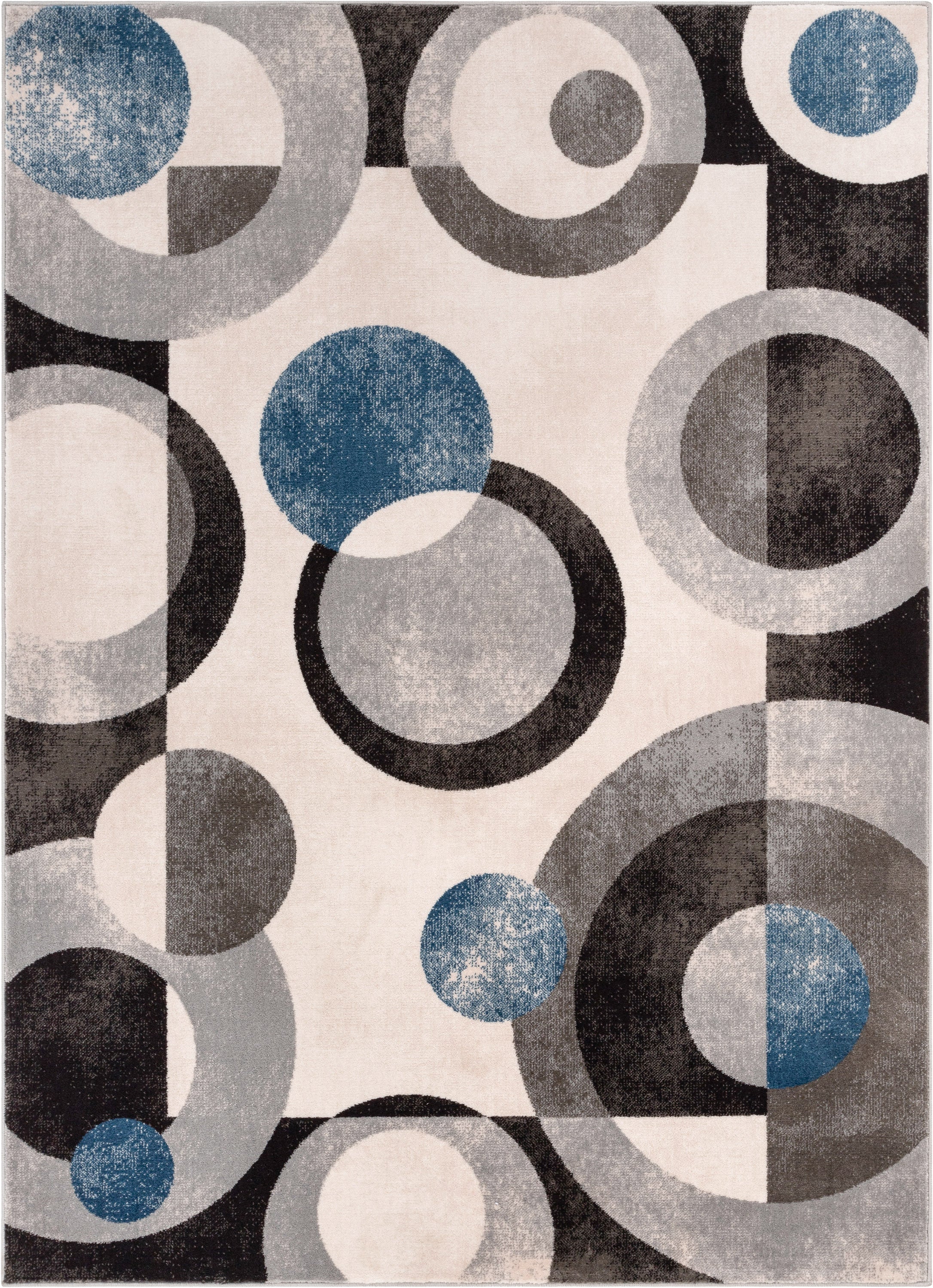 Avi Modern Geometric Grey Blue Rug