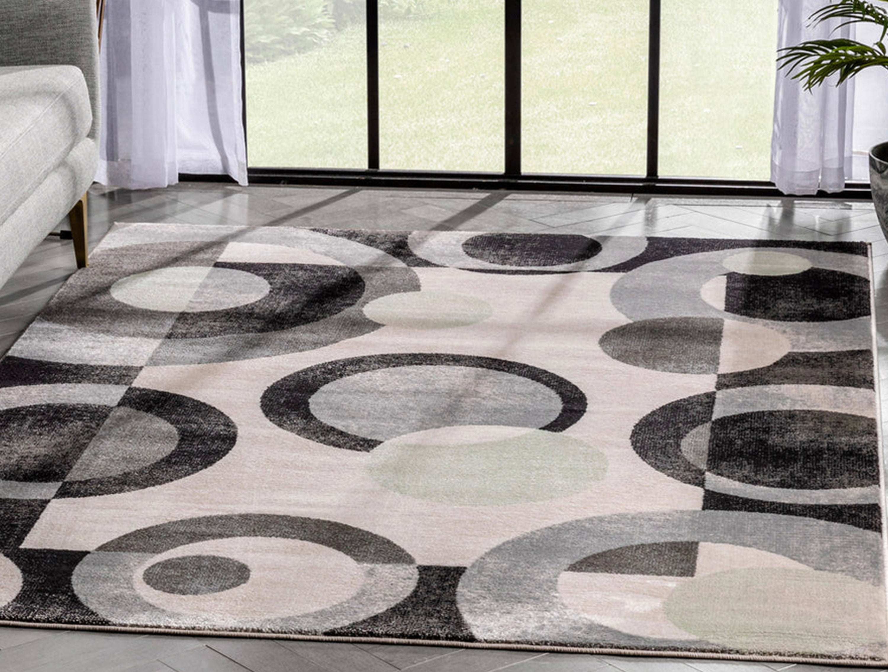 Avi Modern Geometric Grey Green Rug