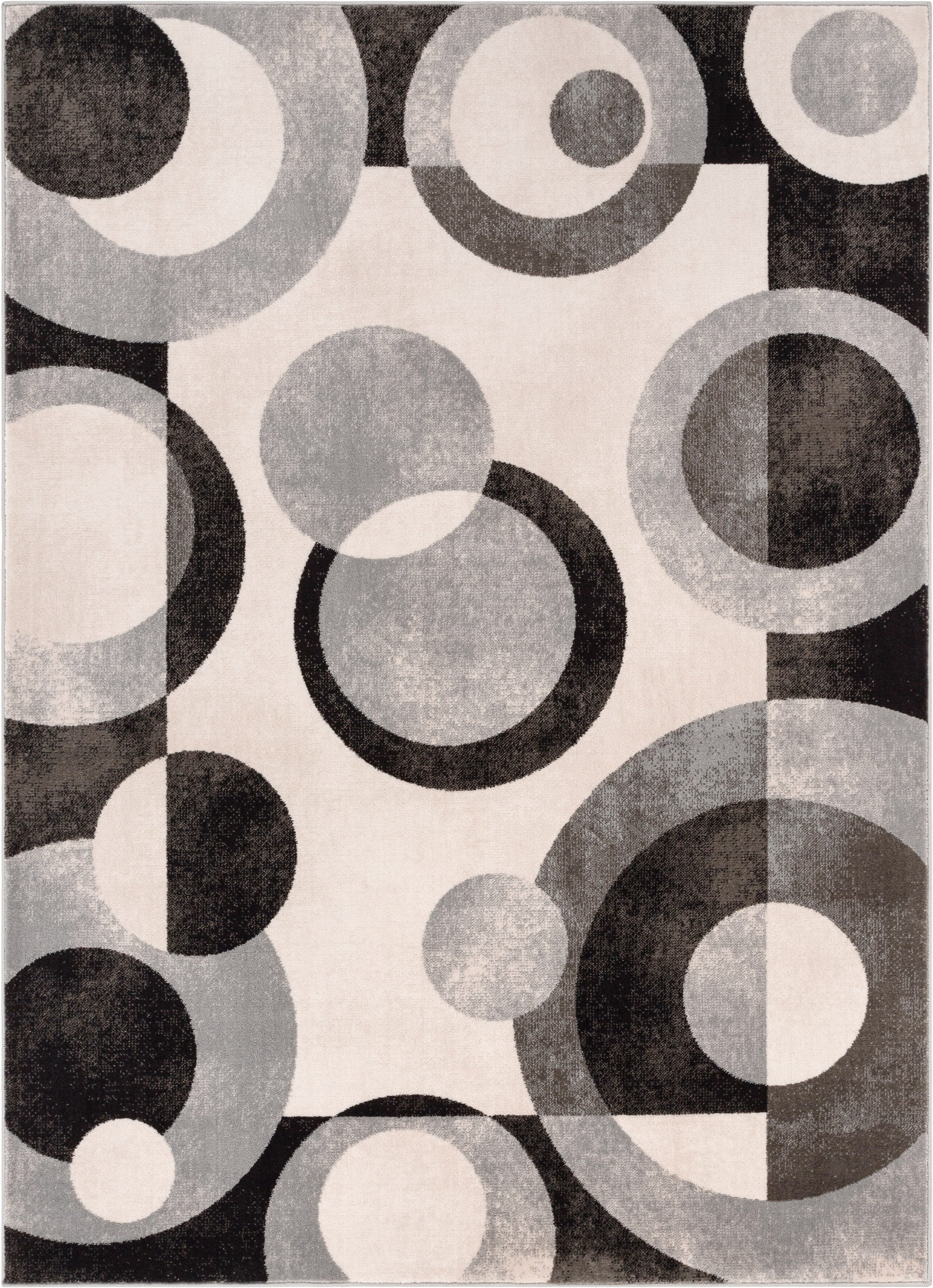 Avi Modern Geometric Grey Black Rug