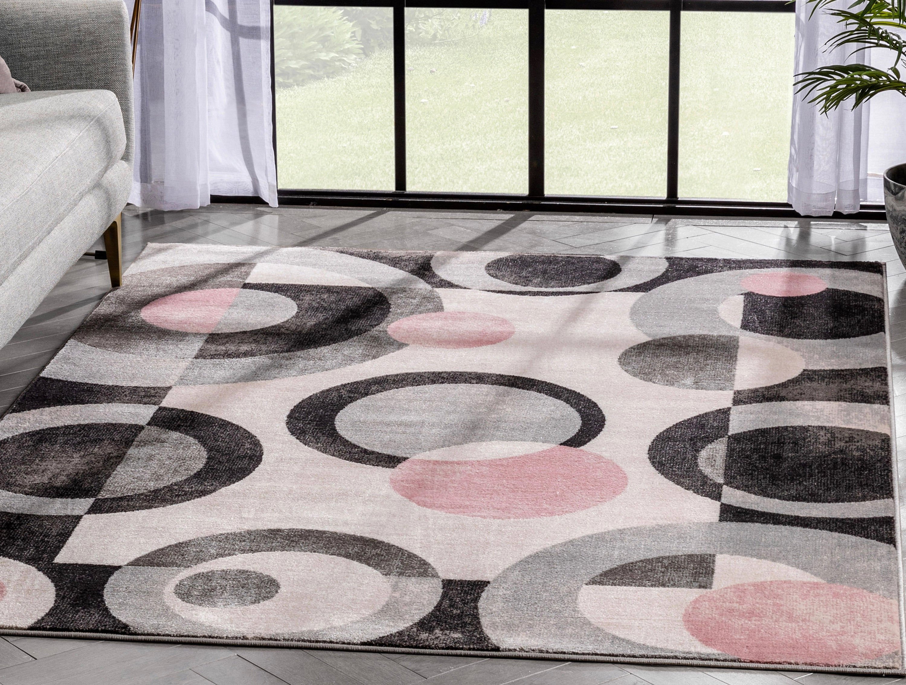 Avi Modern Geometric Grey Blush Rug