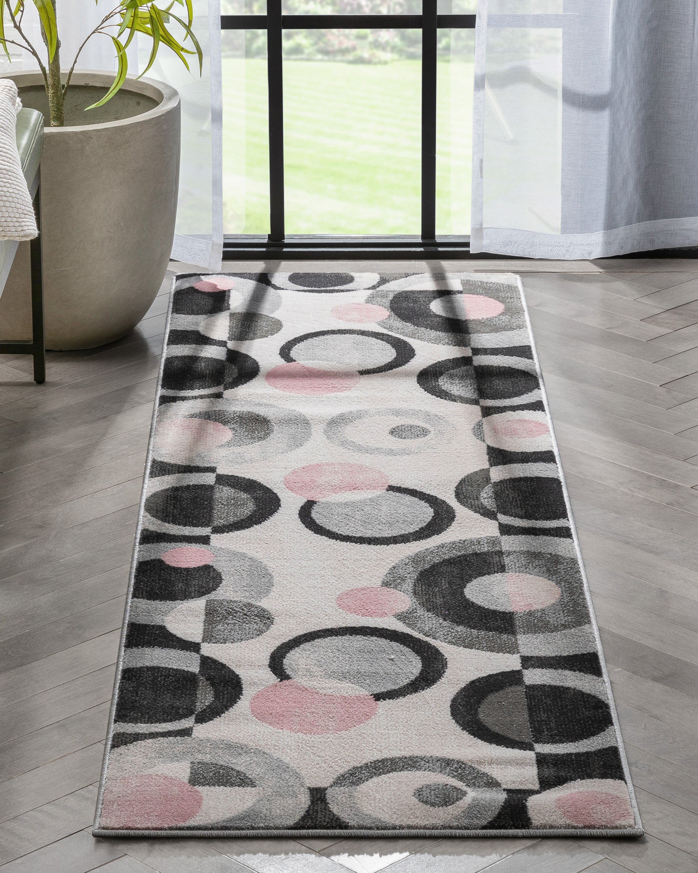 Avi Modern Geometric Grey Blush Rug