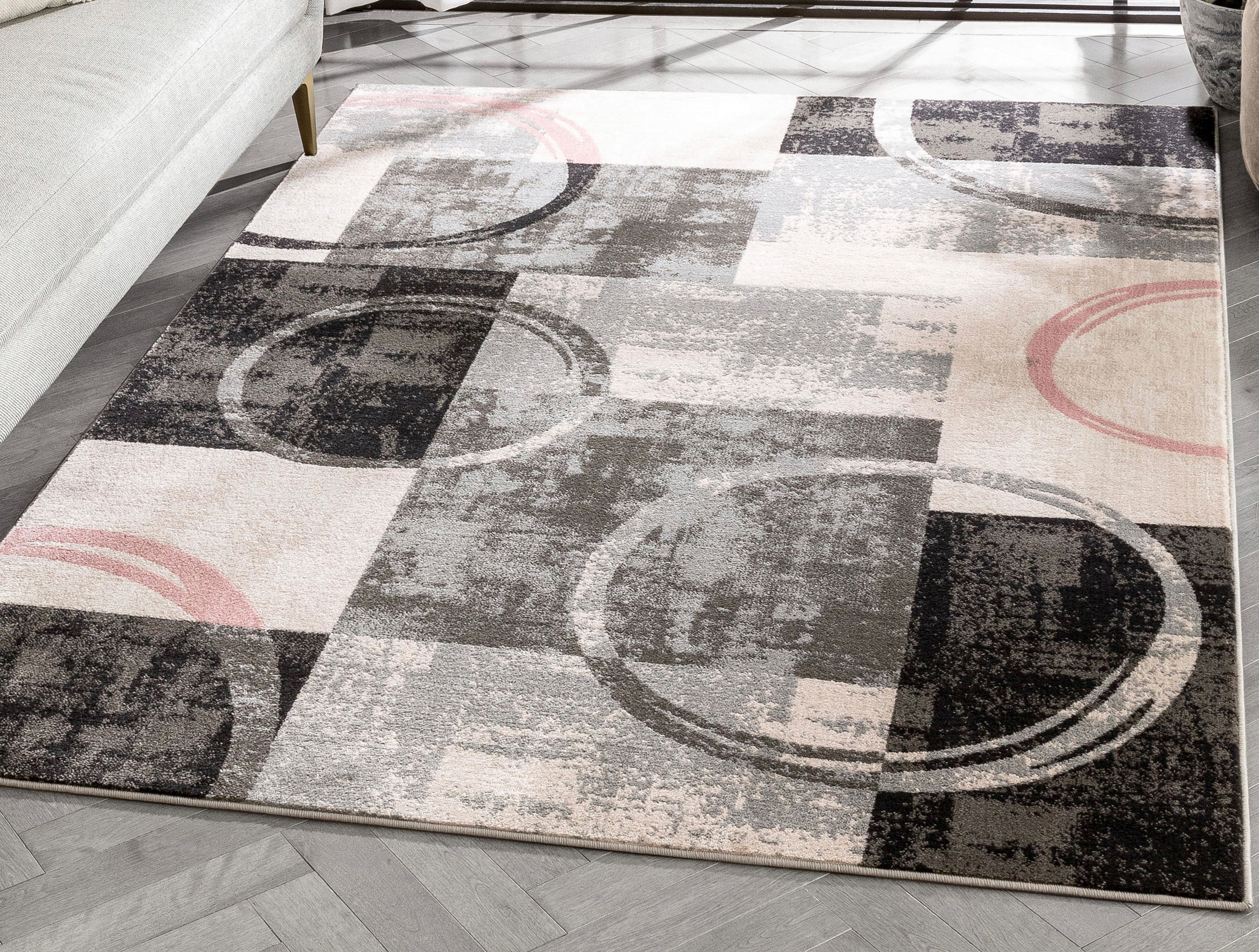 Shai Modern Geometric Grey Blush Rug