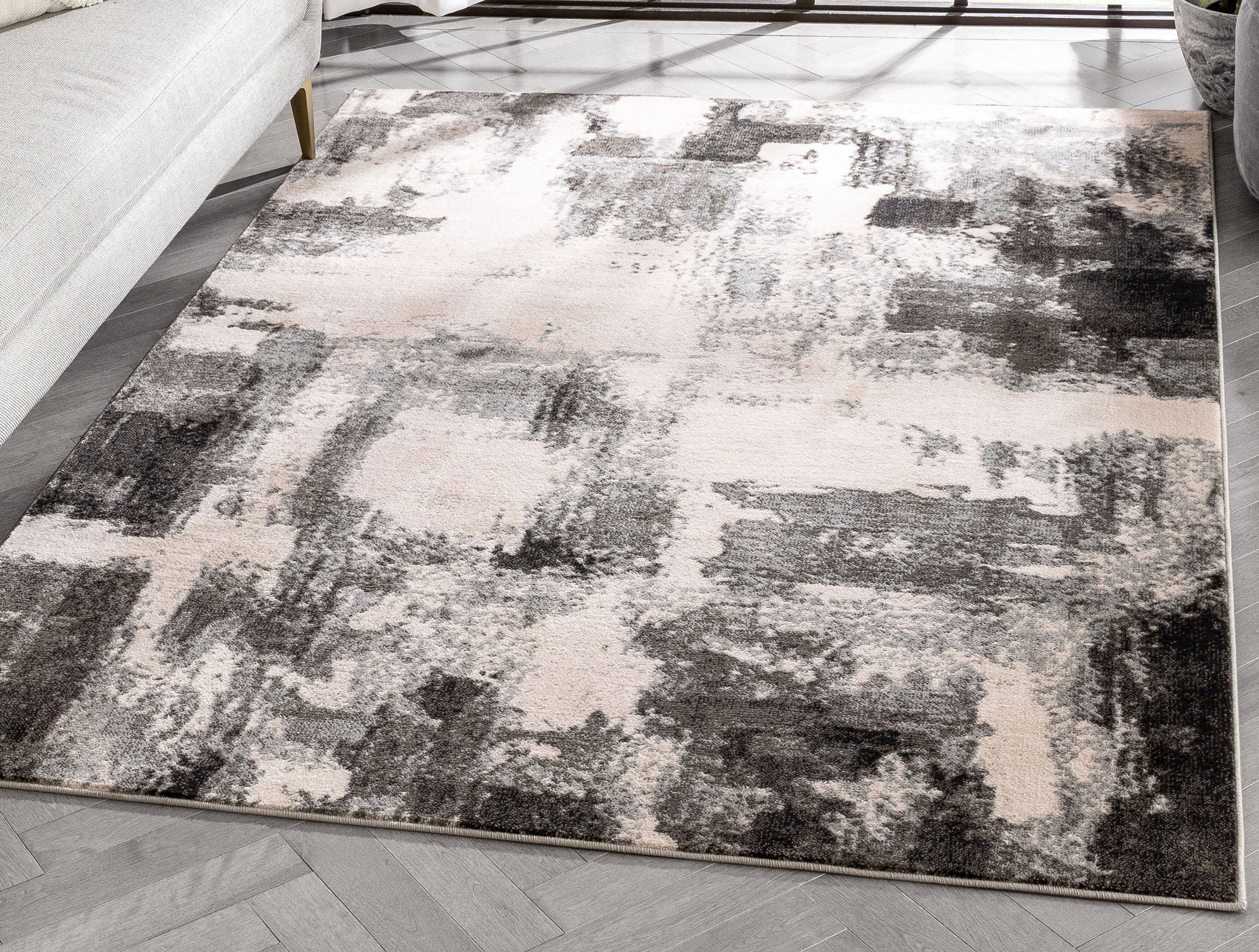 Kalia Modern Abstract Grey Black Rug