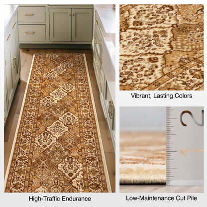 Custom Size Runner Emine Persian Trellis Transitional Ivory 27 Inch Wide x Choose Your Length Hallway Runner Rug