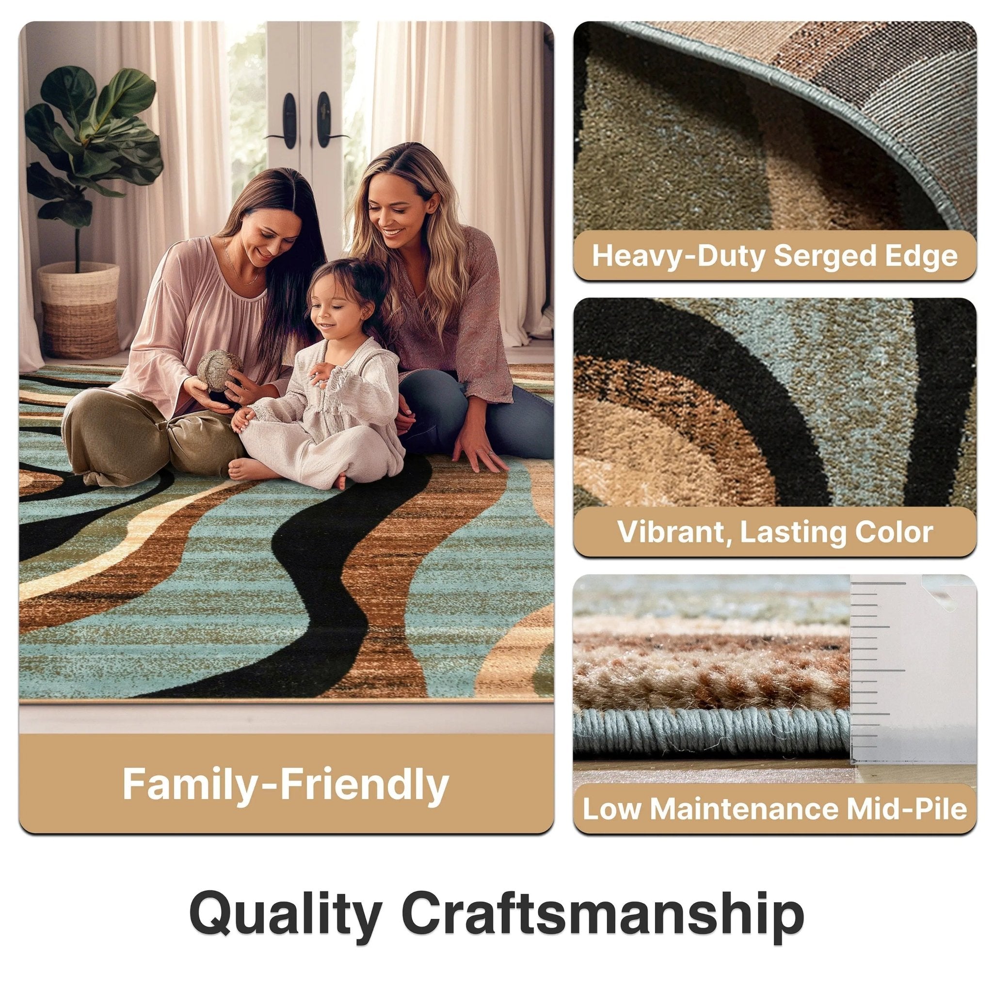 Nirvana Waves Multi Blue Modern Rug Well Woven