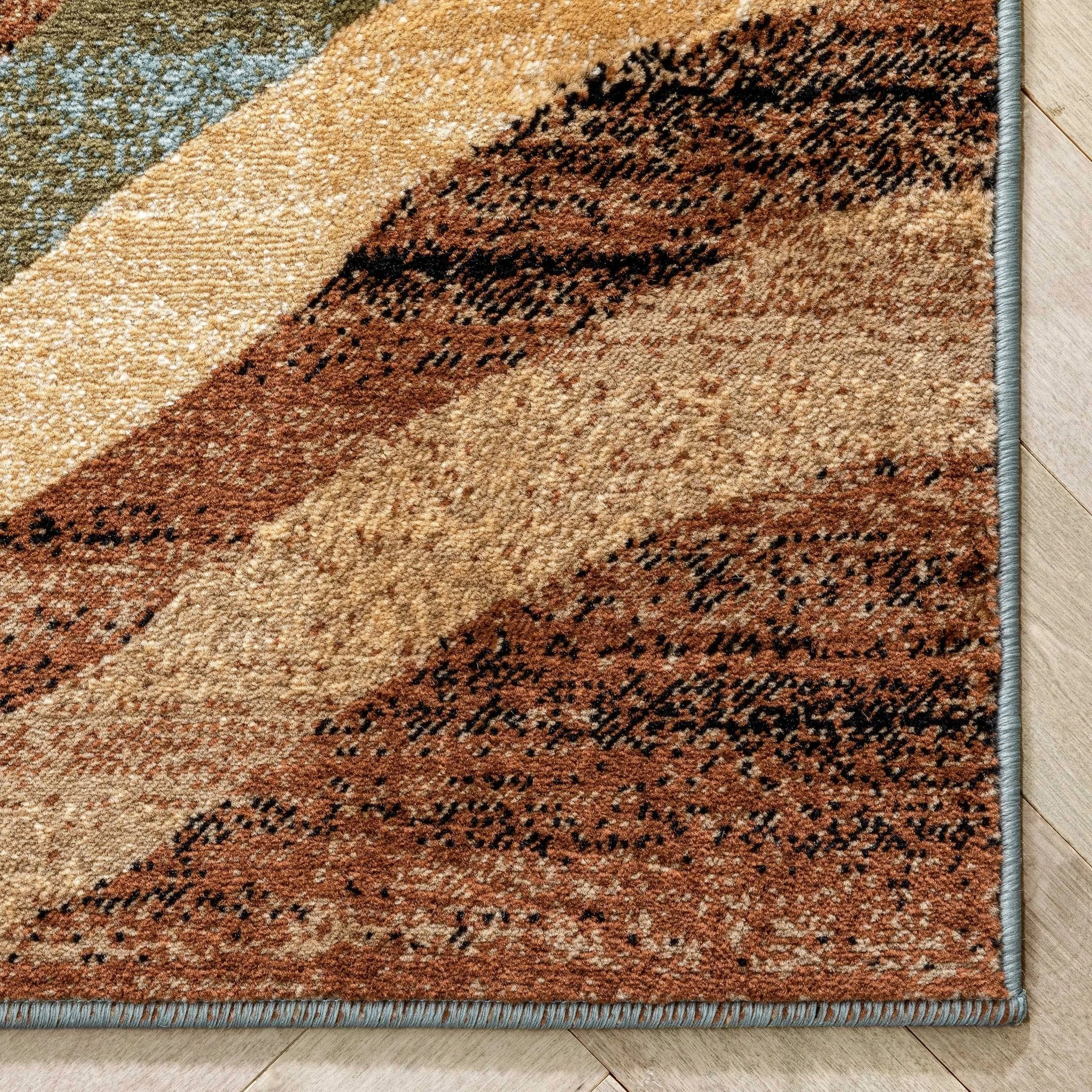 Nirvana Waves Multi Blue Modern Rug Well Woven