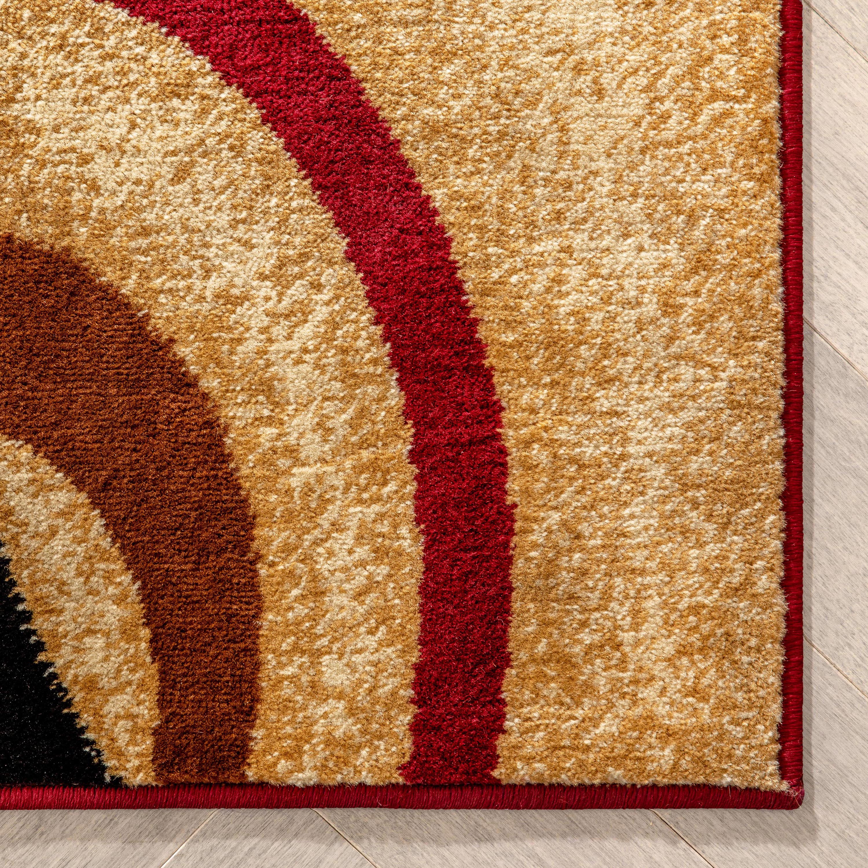 Arcs & Shapes Red Modern Rug