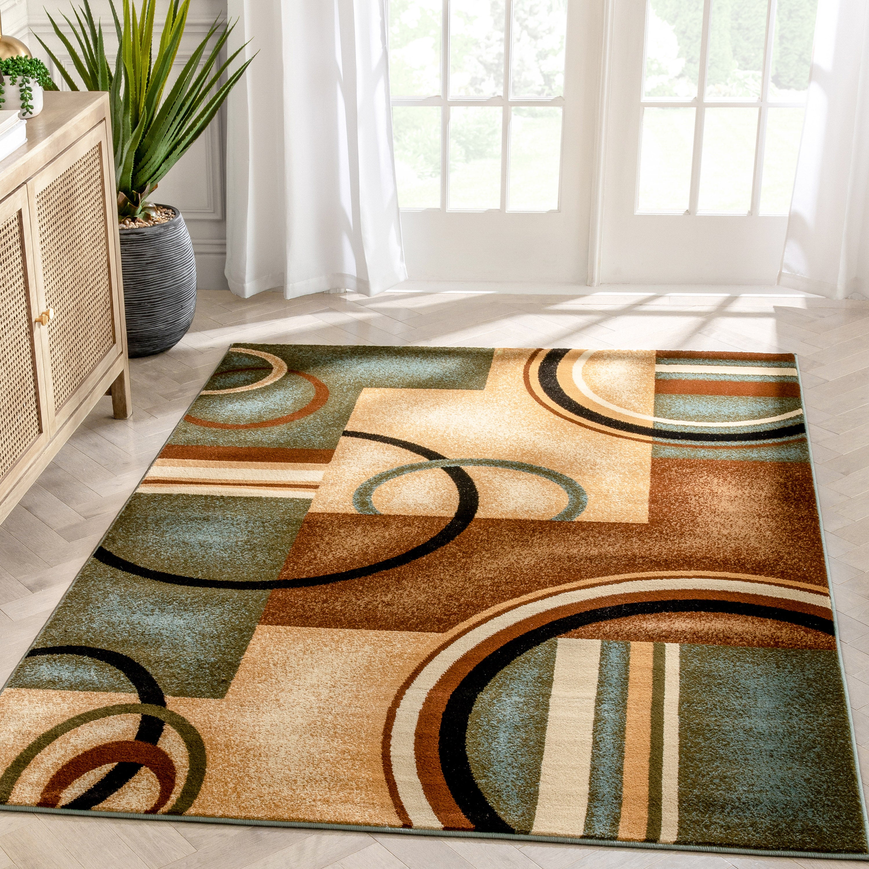 Arcs & Shapes Light Blue Modern Rug