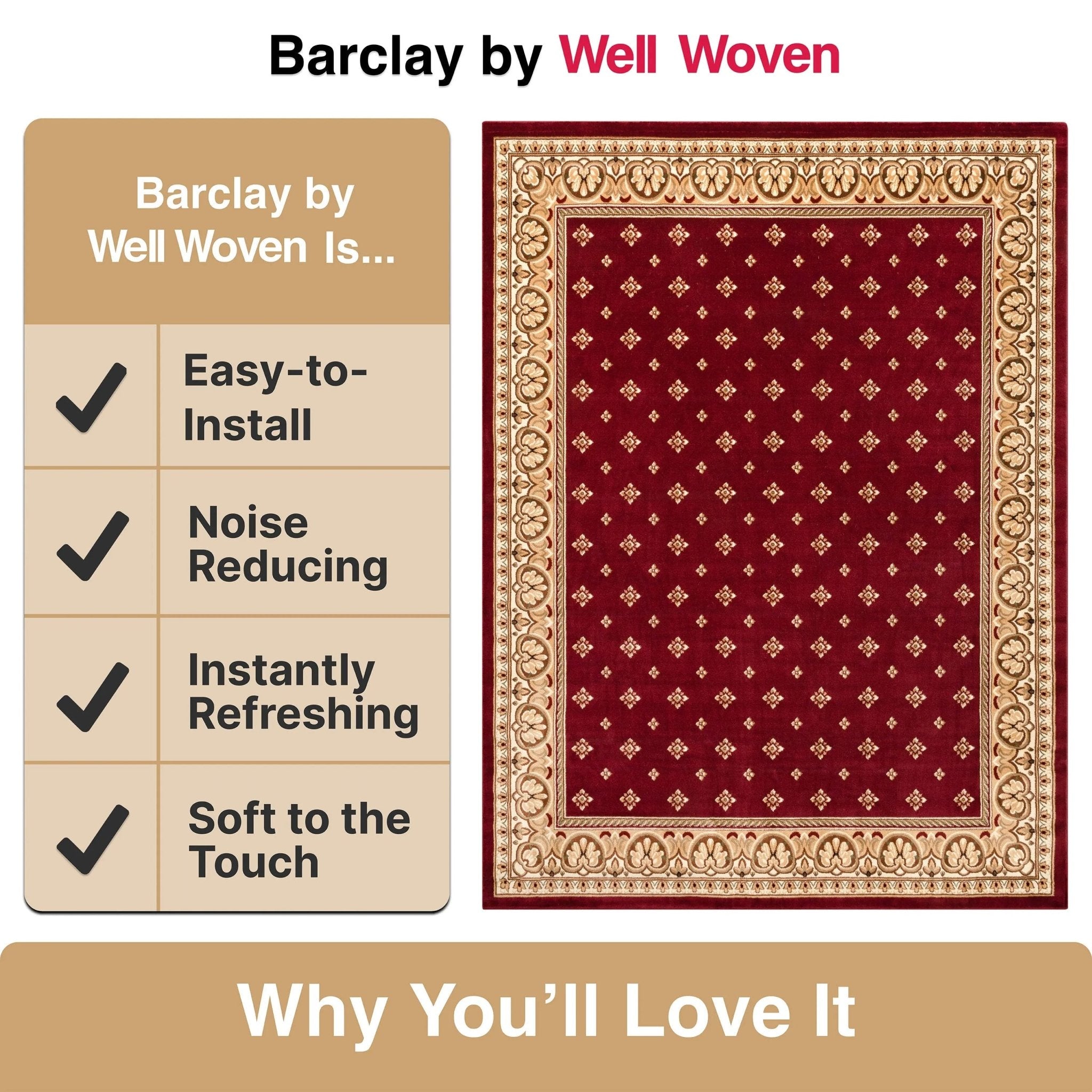 Hudson Terrace Red Traditional Rug Well Woven