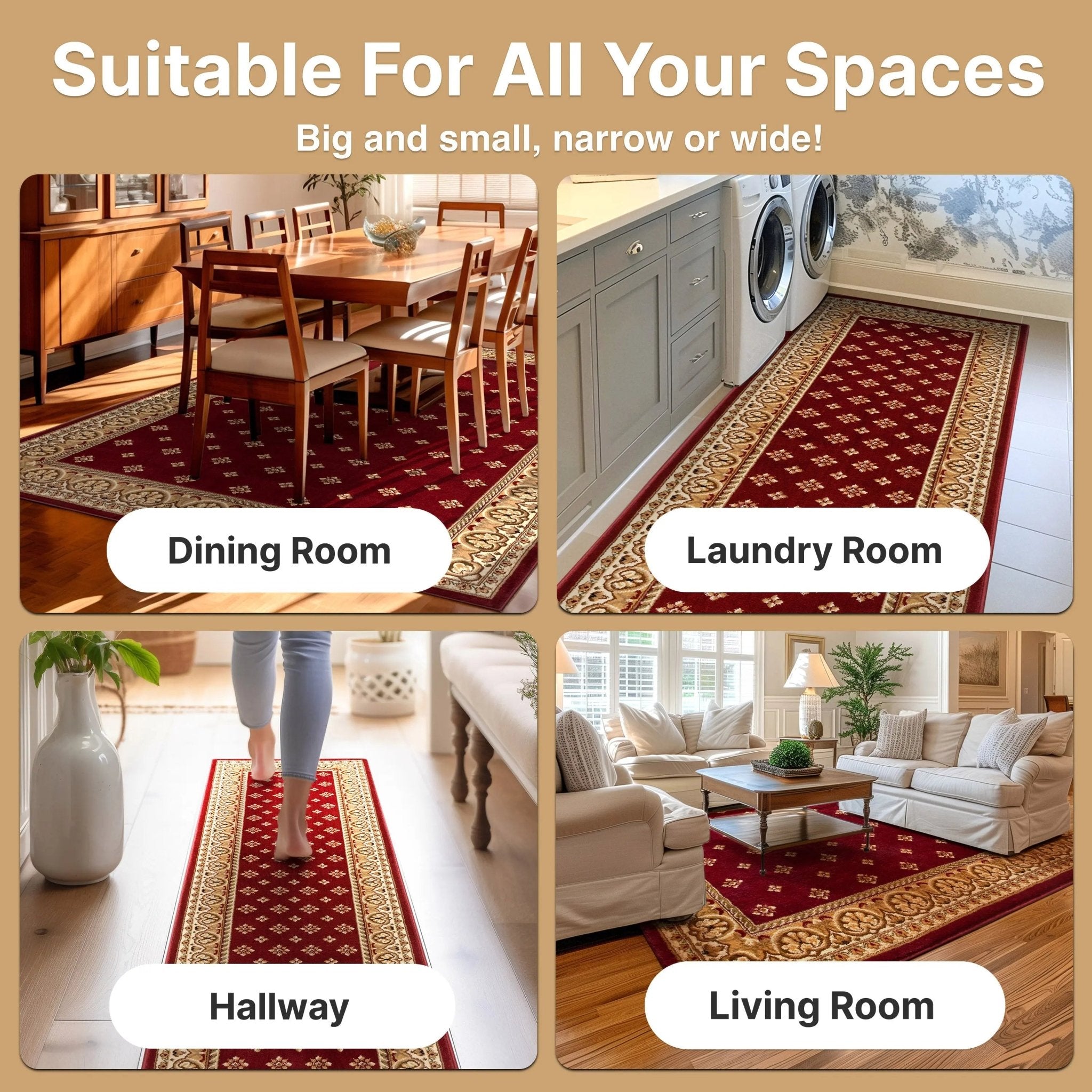 Hudson Terrace Red Traditional Rug Well Woven