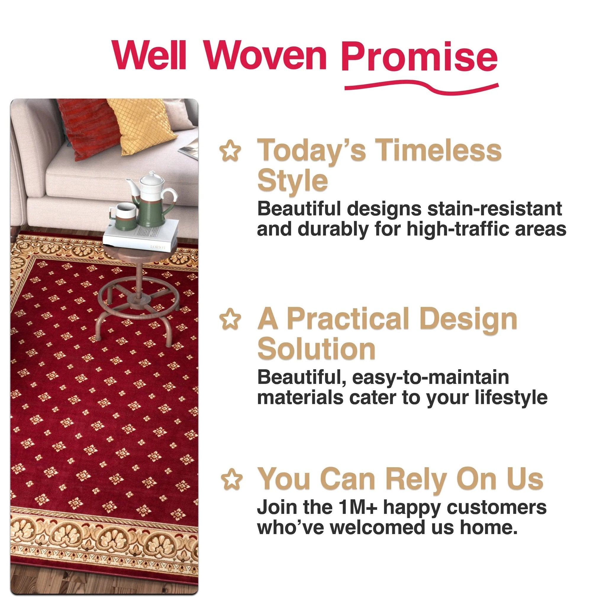 Hudson Terrace Red Traditional Rug Well Woven