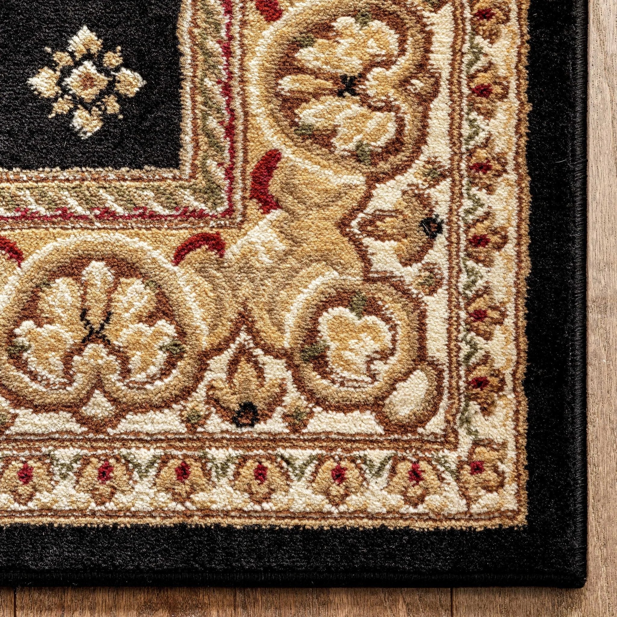 Hudson Terrace Black Traditional Rug Well Woven