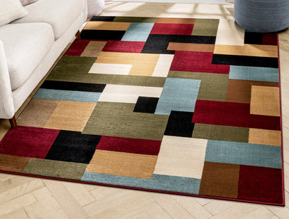 River Red Modern Rug