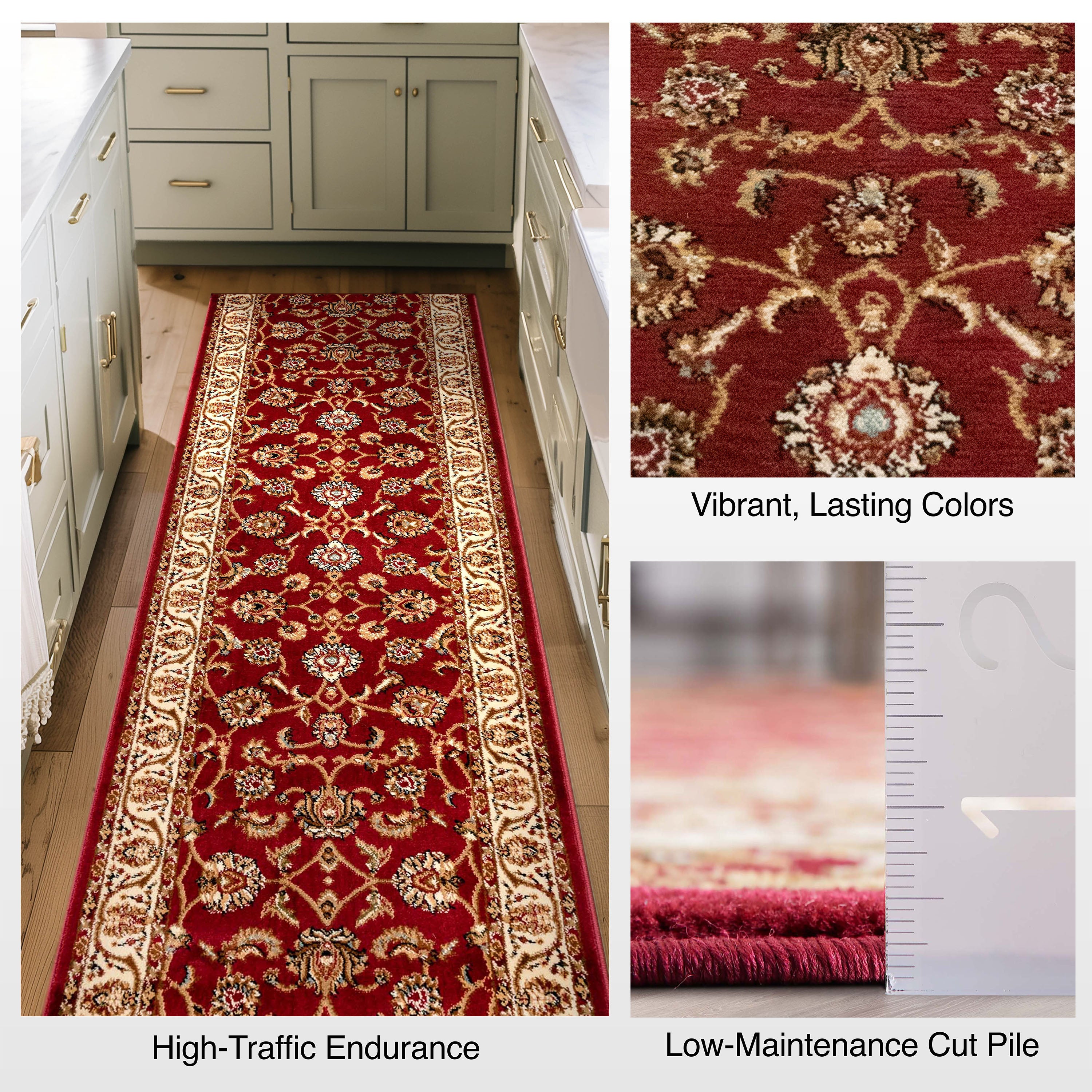 Sarouk Custom Size Runner Traditional Red 27 Inch Wide x Choose Your Length Hallway Runner Rug