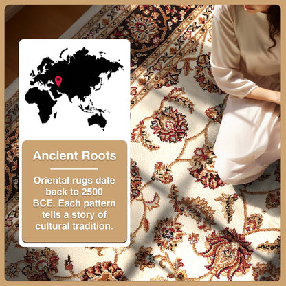 Sarouk Ivory Traditional Rug