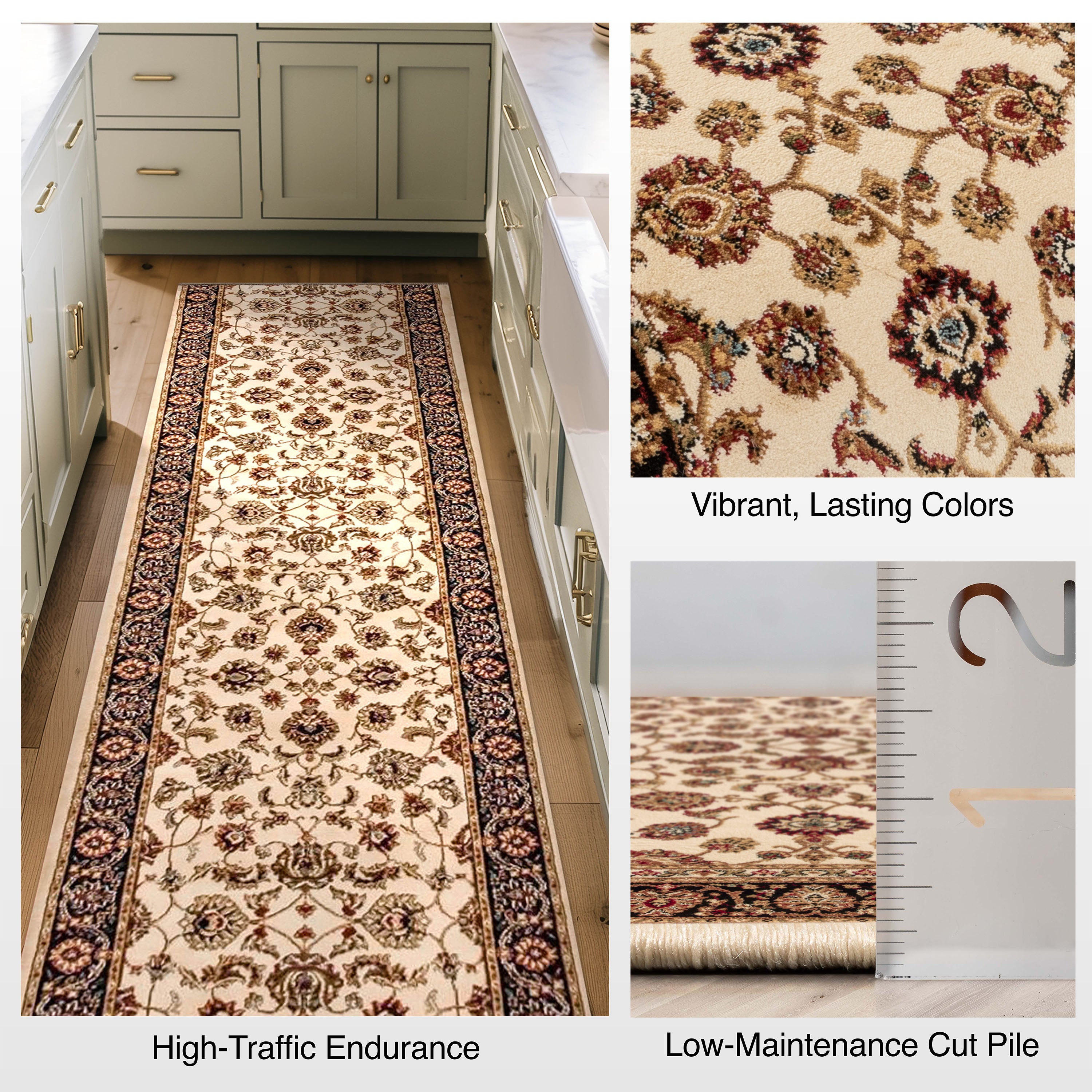 Sarouk Custom Size Runner Traditional Ivory 27 Inch Wide x Choose Your Length Hallway Runner Rug