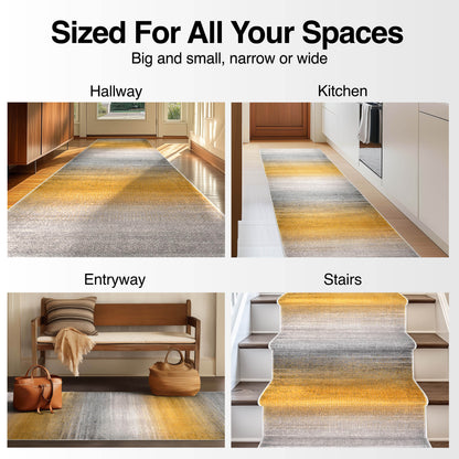 Custom Size Runner Emine Abstract Ombre Modern Yellow 27 Inch Wide x Choose Your Length Hallway Runner Rug