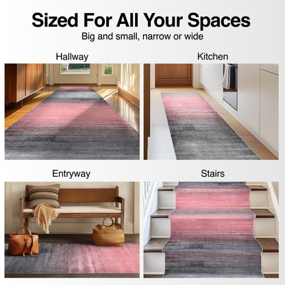 Custom Size Runner Emine Abstract Ombre Modern Blush 27 Inch Wide x Choose Your Length Hallway Runner Rug