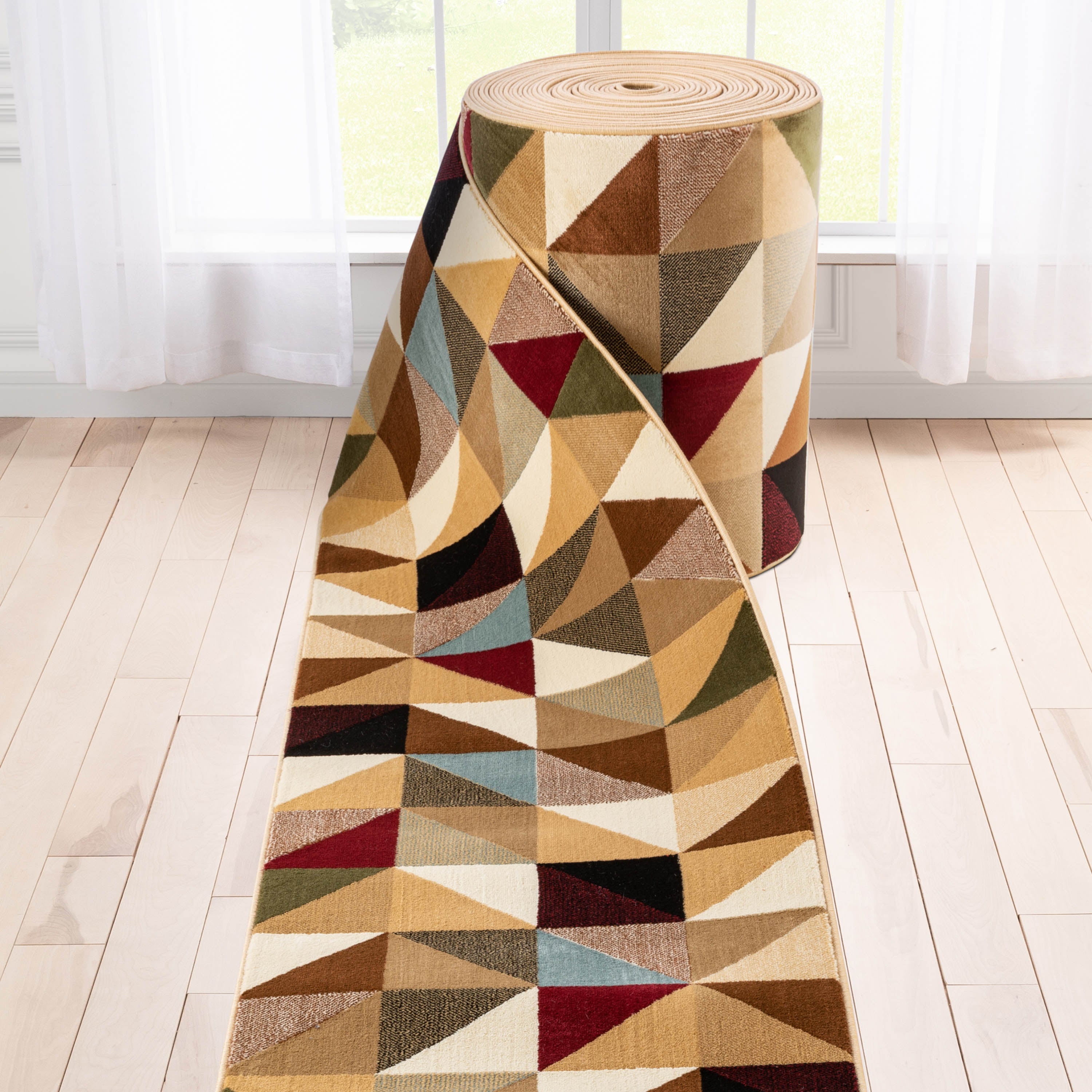 Custom Size Runner Yaren Geometric  Modern Ivory Multi 27 Inch Wide x Choose Your Length Hallway Runner Rug