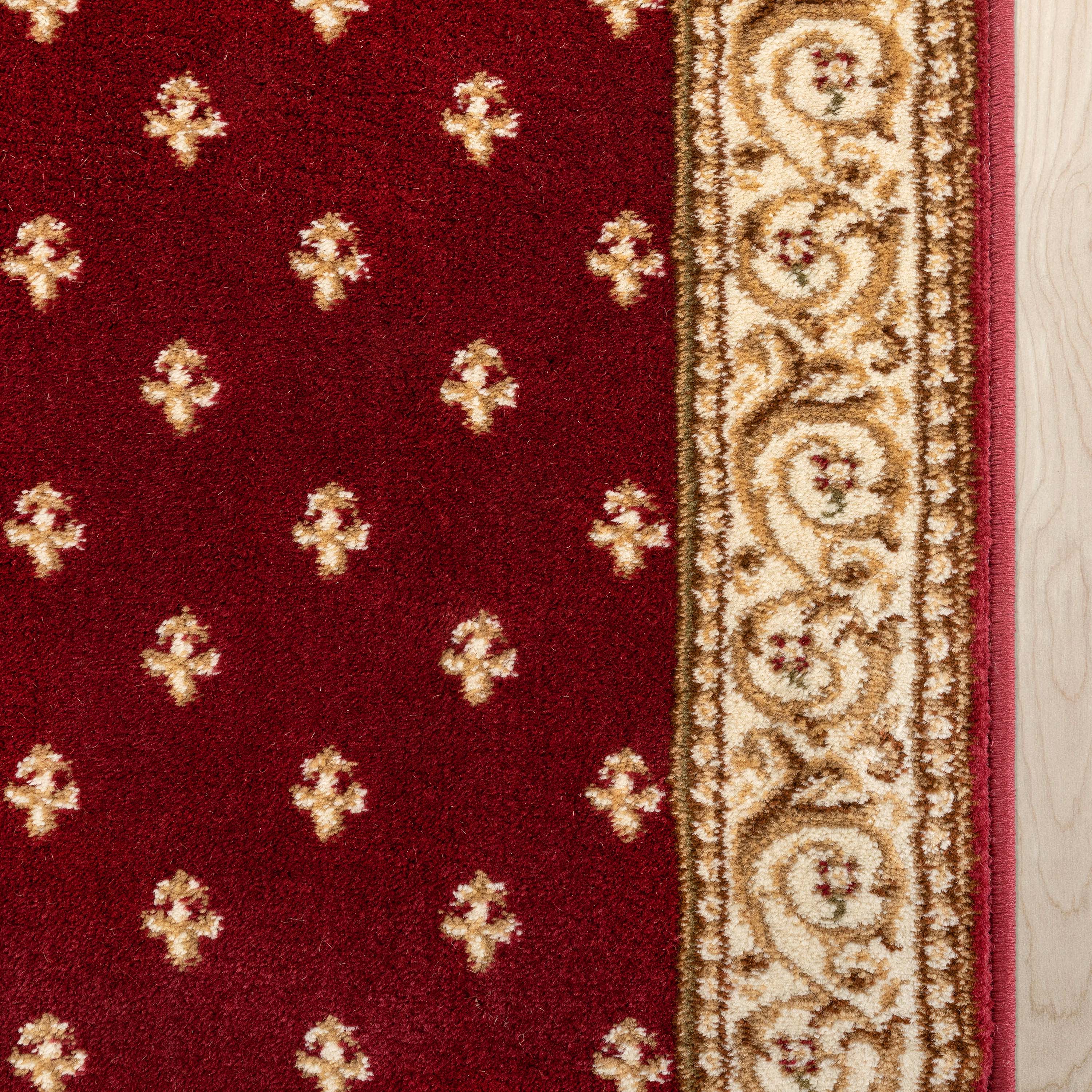 Custom Size Hallway & Stair Runner Fleur de Lis Traditional Red 27 Inch Wide x Choose Your Custom Length Runner Rug