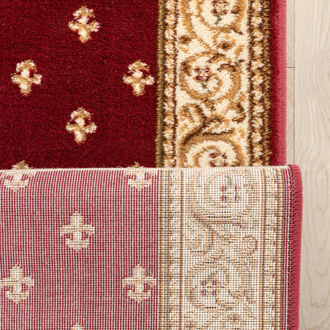 Custom Size Hallway & Stair Runner Fleur de Lis Traditional Red 27 Inch Wide x Choose Your Custom Length Runner Rug