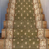 Custom Size Hallway & Stair Runner Fleur de Lis Traditional Green 27 Inch Wide x Choose Your Custom Length Runner Rug