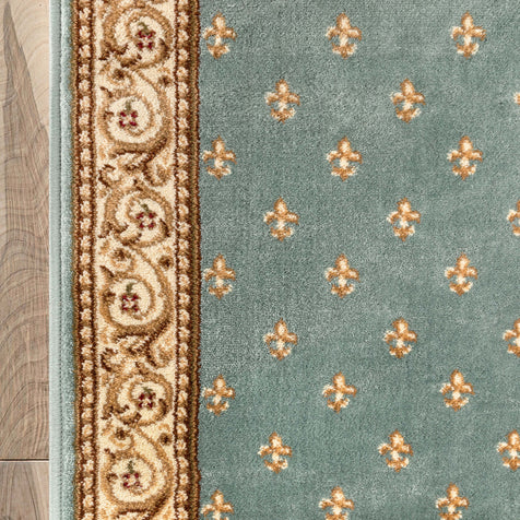 Custom Size Hallway & Stair Runner Fleur de Lis Traditional Light Blue  27 Inch Wide x Choose Your Custom Length Runner Rug