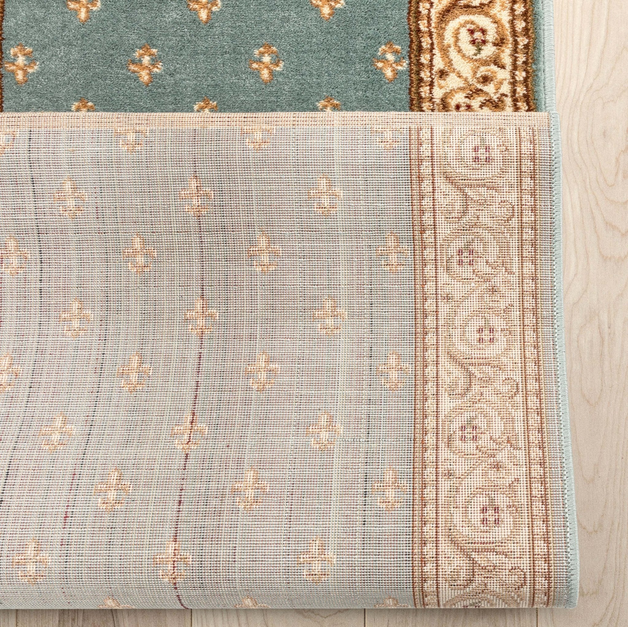 Custom Size Hallway & Stair Runner Fleur de Lis Traditional Light Blue  27 Inch Wide x Choose Your Custom Length Runner Rug Well Woven