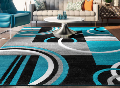 Galaxy Waves Blue Modern Rug