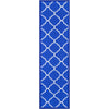 Brooklyn Trellis Blue Moroccan Non-Slip Washable Runner Rug Rubber Backing High-Traffic Areas