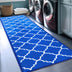 Brooklyn Trellis Blue Moroccan Non-Slip Washable Runner Rug Rubber Backing High-Traffic Areas