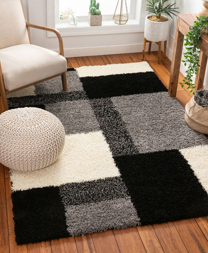 Cubes Black Contemporary Rug