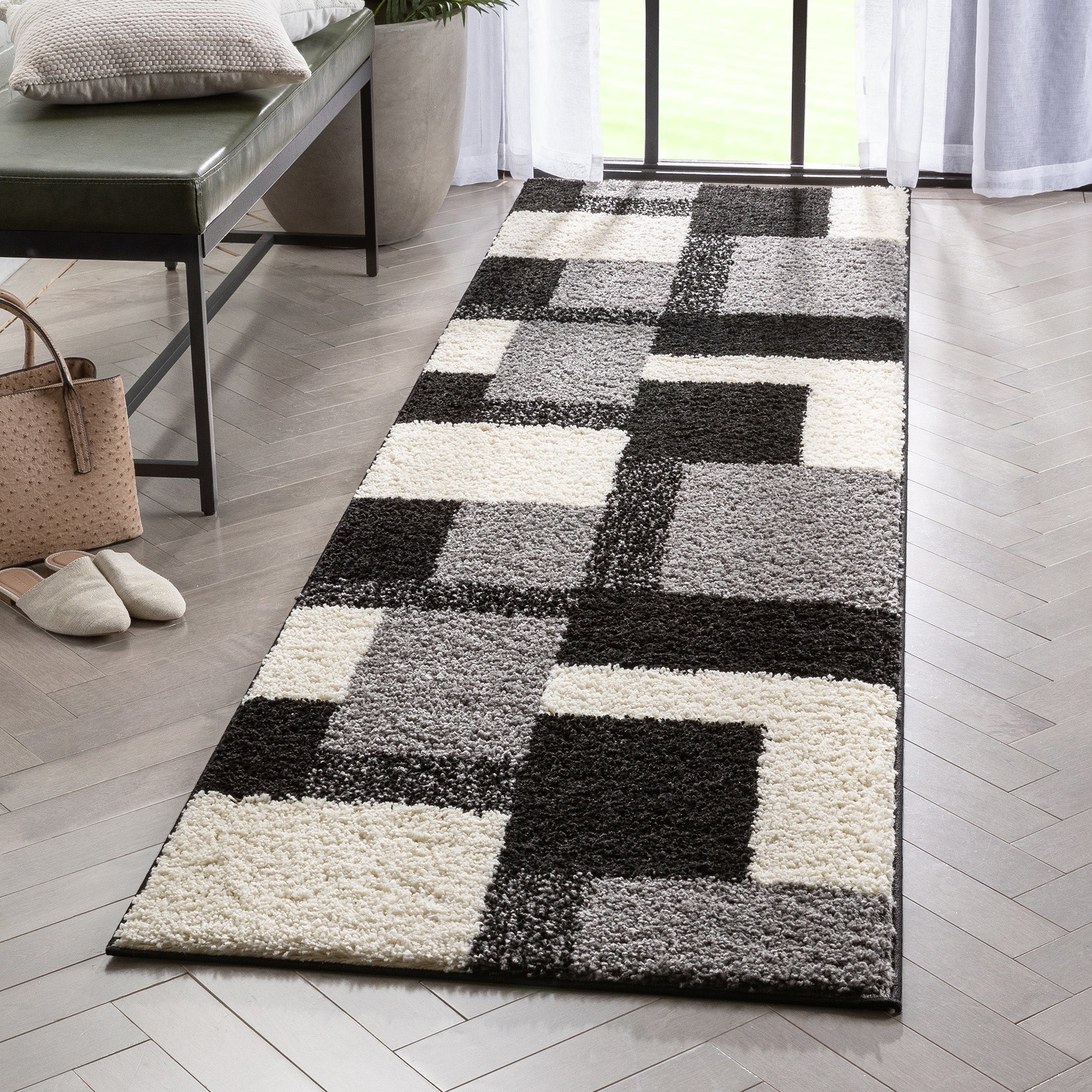 Cubes Black Contemporary Rug