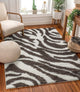 Safari Zebra Brown Contemporary Shag Rug