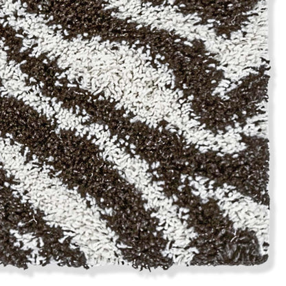 Safari Zebra Brown Contemporary Shag Rug
