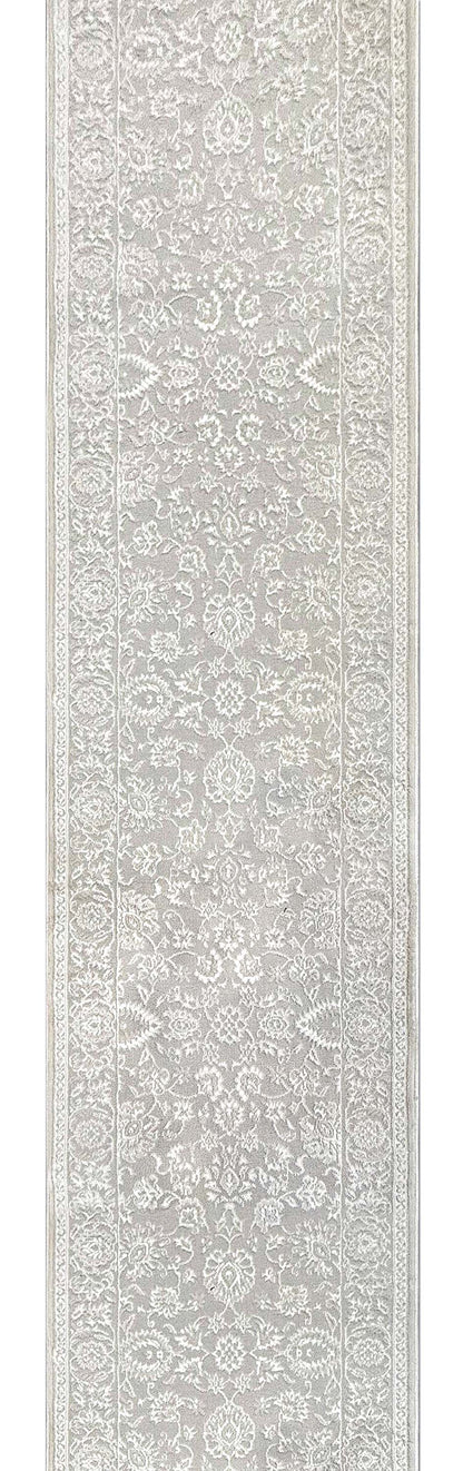 Custom Size Runner Oswin Floral Grey Choose Your Width x Choose Your Length Runner Rug - Perfect For Hallway, Stairs & Kitchen Well Woven