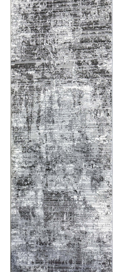 Custom Size Runner Mirabelle Abstract Light Grey Choose Your Width x Choose Your Length Runner Rug - Perfect For Hallway, Stairs & Kitchen