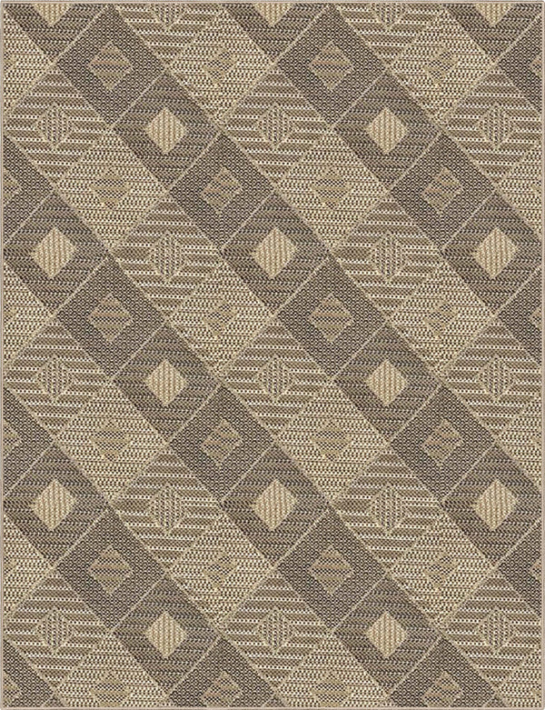 Heritrage Diamond Pattern Indoor Outdoor Natural Brown Textured Rug AL-272