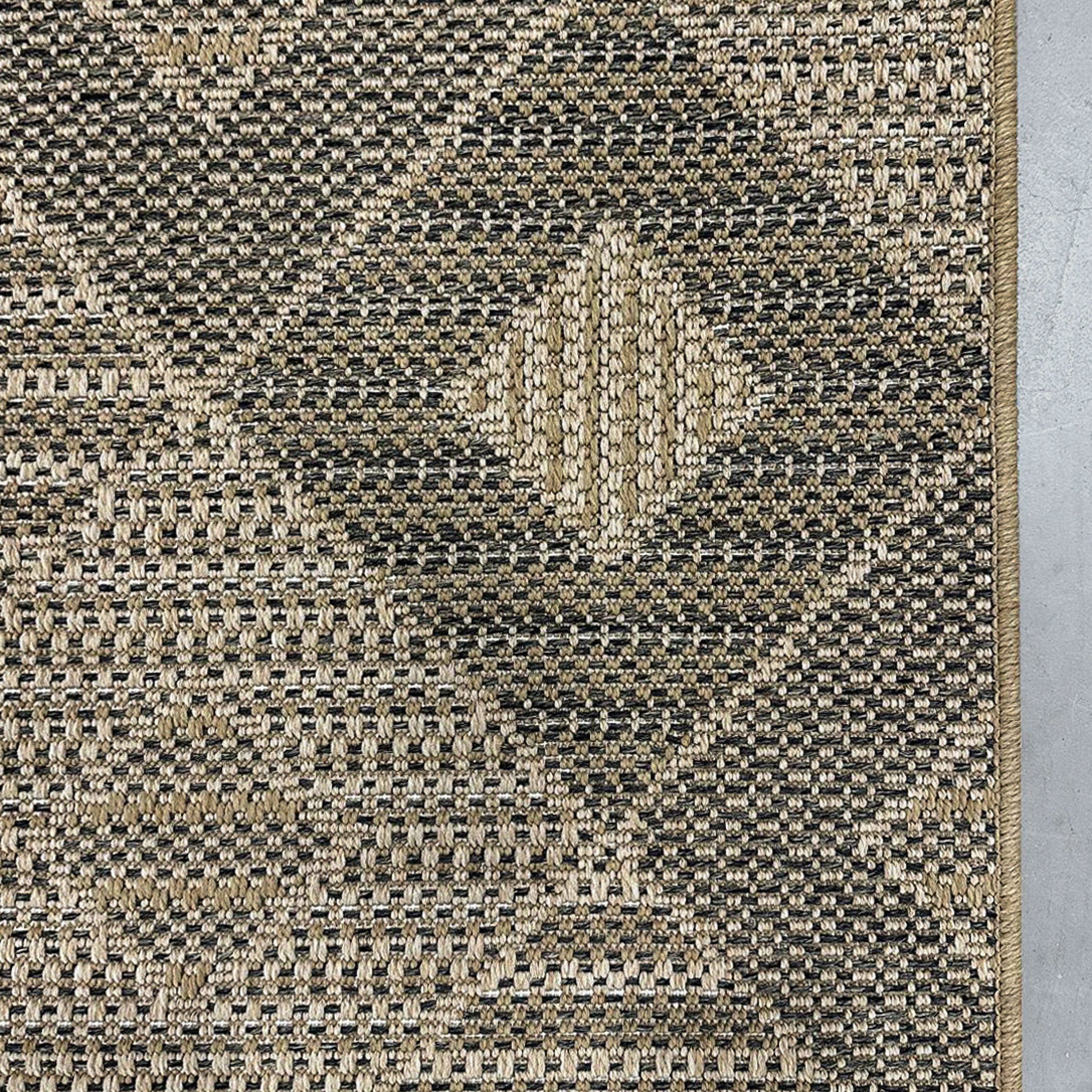 Heritage Diamond Pattern Indoor Outdoor Natural Brown Textured Rug AL-272