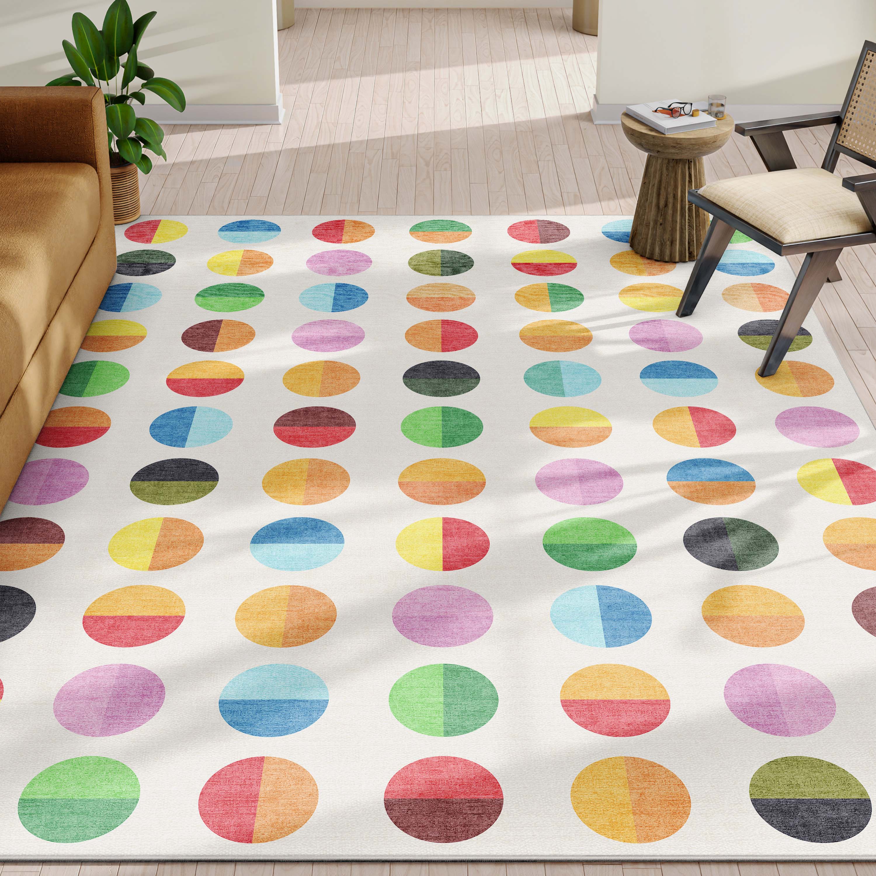 Crayola Modern Split Dots Bright Multi Color Area Rug By Well Woven