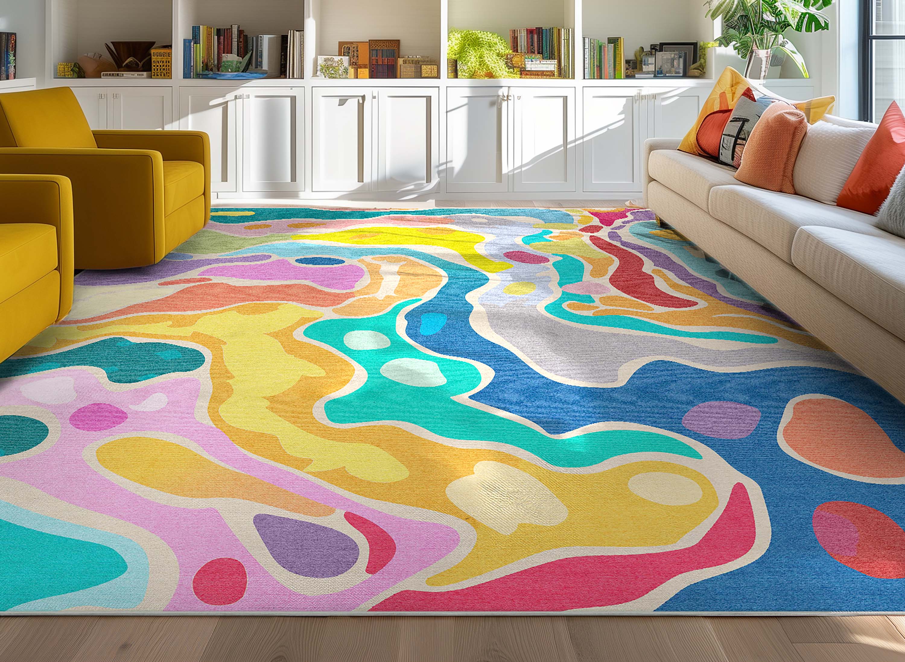 Crayola Modern Whimsy Waves Color Mix Multi-Color Area Rug By Well Woven